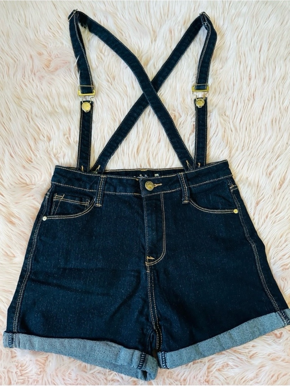 Papaya Dark Blue Denim Short with Adjustable Straps